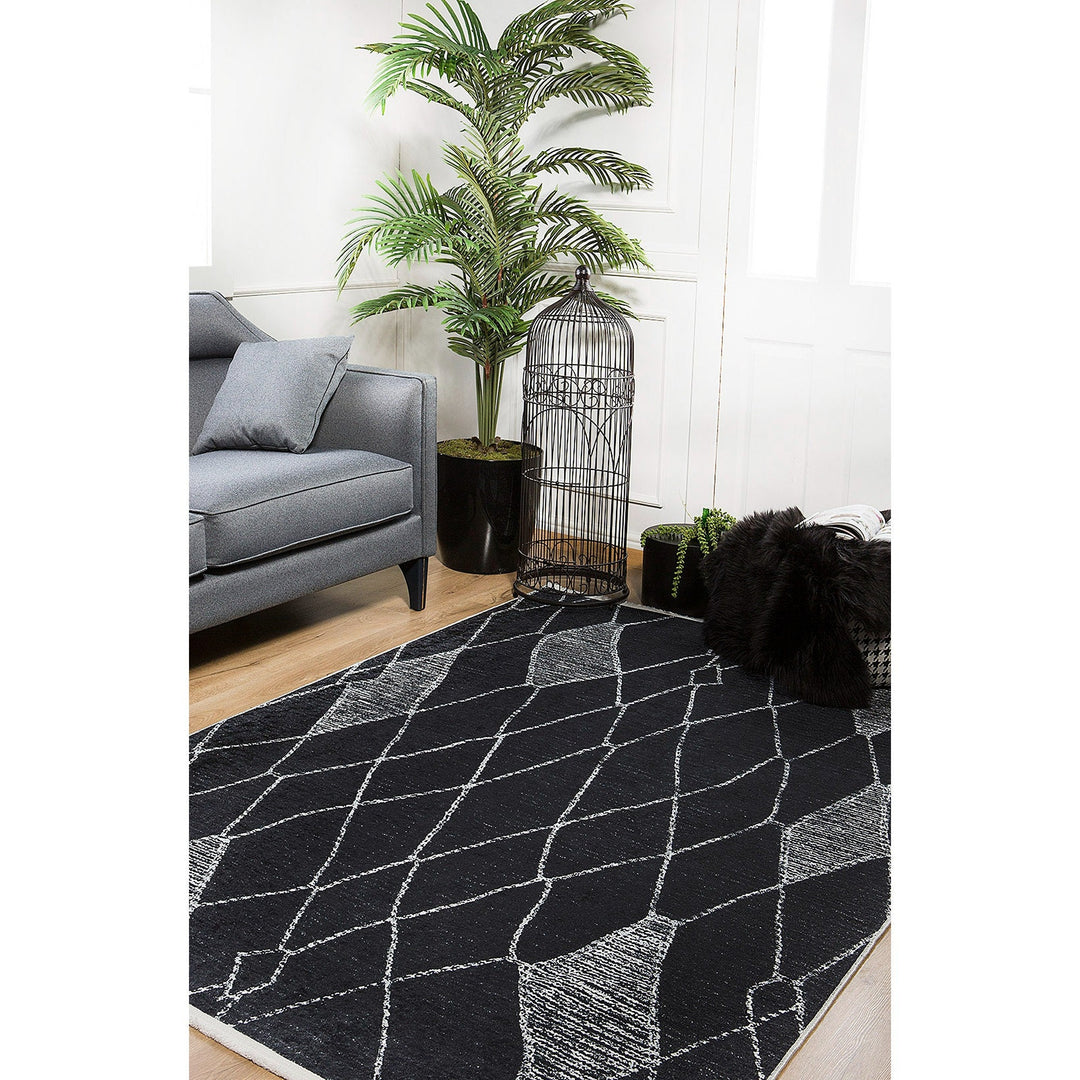 Diamond Pattern Rug|Machine-Washable Rug|Decorative Non-Slip Carpet|Diamond Washable Carpet|Geometric Area Rug|Multi-Purpose Anti-Slip Rug