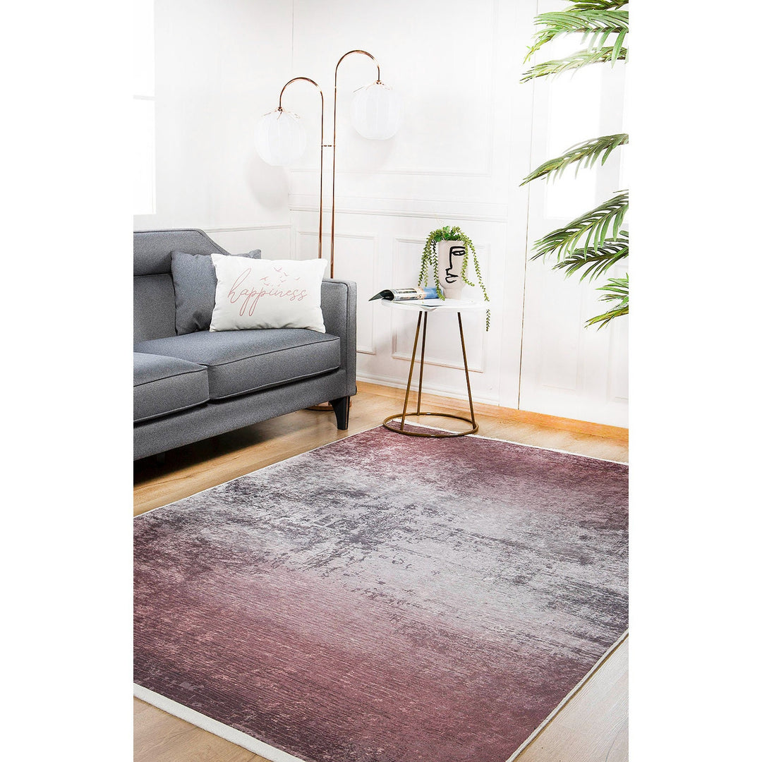 Abstract Design Rug|Machine-Washable Non-Slip Rug|Anthracite Pink Degrade Washable Carpet|Decorative Area Rug|Multi-Purpose Anti-Slip Carpet