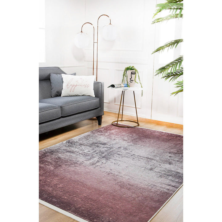 Abstract Design Rug|Machine-Washable Non-Slip Rug|Anthracite Pink Degrade Washable Carpet|Decorative Area Rug|Multi-Purpose Anti-Slip Carpet