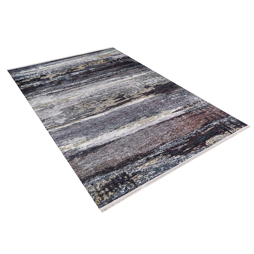 Abstract Design Rug|Machine-Washable Non-Slip Rug|Anthracite Beige Color Degrade Carpet|Decorative Area Rug|Multi-Purpose Anti-Slip Carpet