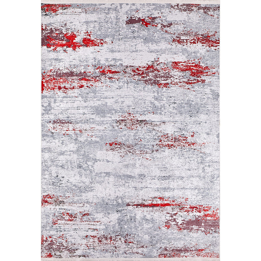 Abstract Rug|Machine-Washable Non-Slip Rug|Gray Red Transition Design Washable Carpet|Decorative Area Rug|Multi-Purpose Anti-Slip Carpet