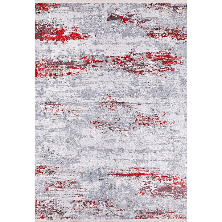 Abstract Rug|Machine-Washable Non-Slip Rug|Gray Red Transition Design Washable Carpet|Decorative Area Rug|Multi-Purpose Anti-Slip Carpet