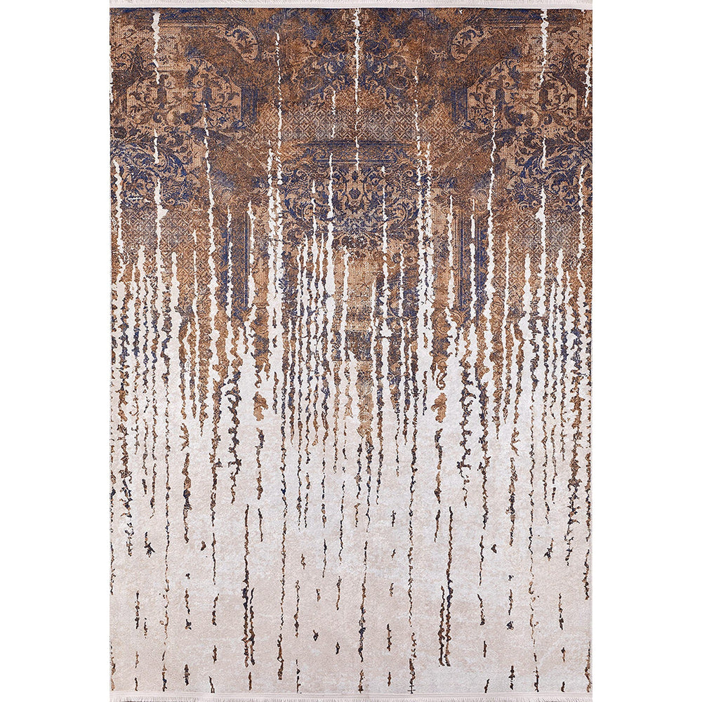 Abstract Design Rug|Machine-Washable Non-Slip Rug|Brown Beige Bohemian Washable Carpet|Decorative Area Rug|Multi-Purpose Anti-Slip Carpet