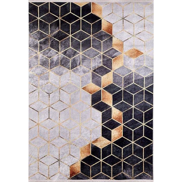 Geometric Design Rug|Machine-Washable Non-Slip Rug|3D Cube Print Abstract Washable Carpet|Decorative Area Rug|Multi-Purpose Anti-Slip Carpet