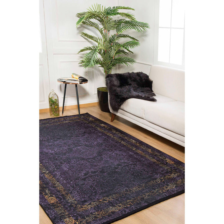 Purple Floor Rug|Machine-Washable Non-Slip Rug|Boho Style Living Room Carpet|Housewarming Area Rug|Decorative Multi-Purpose Anti-Slip Carpet