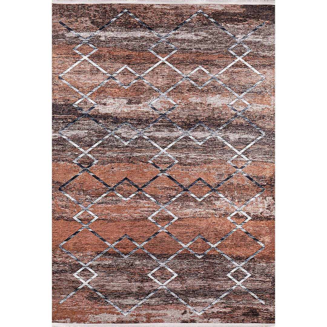 Diamond Pattern Rug|Machine-Washable Non-Slip Rug|Browne Beige Transition Washable Carpet|Decorative Area Rug|Multi-Purpose Anti-Slip Carpet