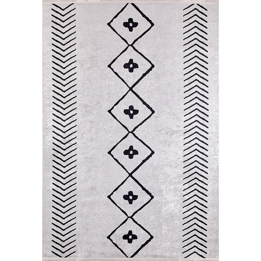 Scandinavian Rug|Machine-Washable Rug|Ethnic Nordic Print Non-Slip Carpet|Geometric Farmhouse Washable Area Rug|Multi-Purpose Anti-Slip Rug