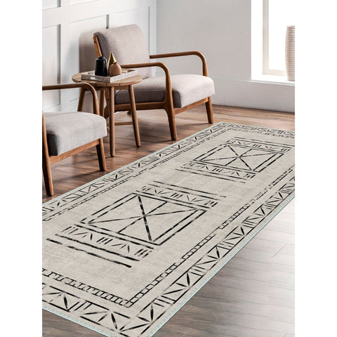 Bohemian Design Rug|Machine-Washable Rug|Ethnic Pattern Carpet|Farmhouse Style Geometric Area Rug|Multi-Purpose Non-Slip Living Room Carpet