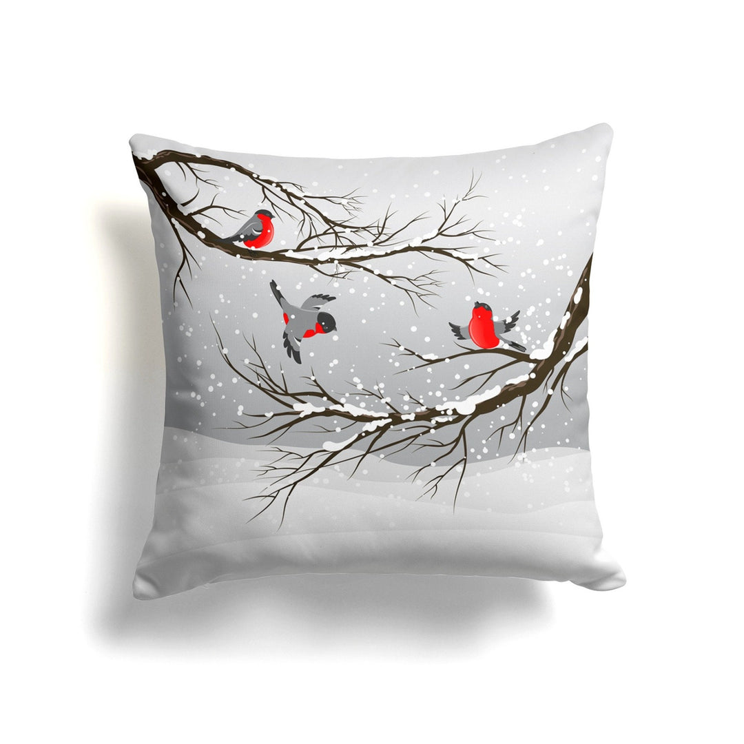 Winter Trend Pillow Cover|Cardinal Bird Cushion Case|Decorative Christmas Pillow Case|Xmas Throw Pillowtop|Floral Bird and Berries Cushion