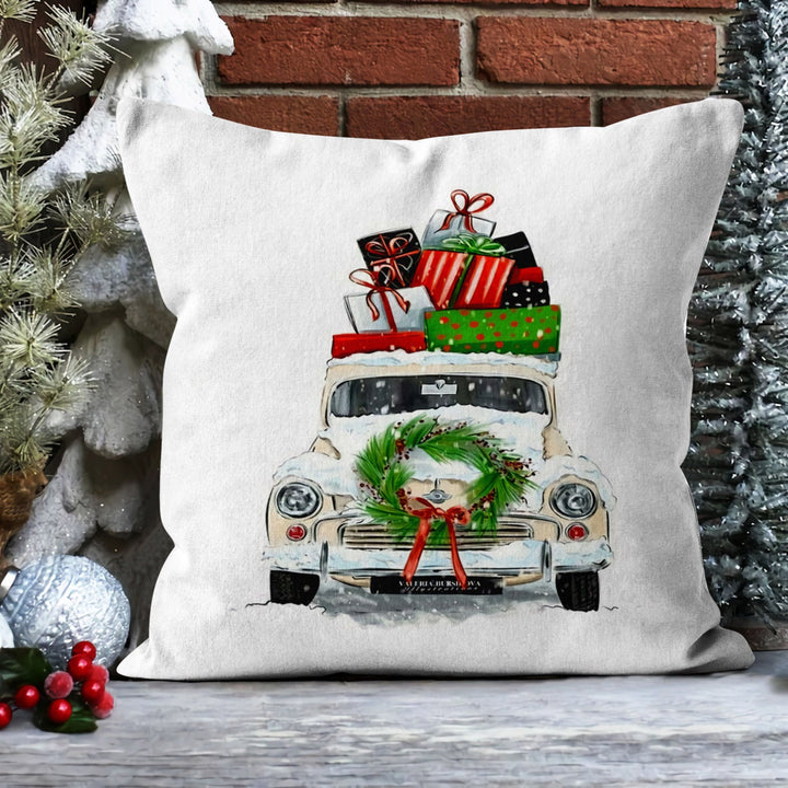 Winter Trend Pillow Cover|Snowman Cushion Case|Decorative Snowflake Print Pillow Case|Xmas Throw Pillowtop|Gift Car under Snow Cushion Cover