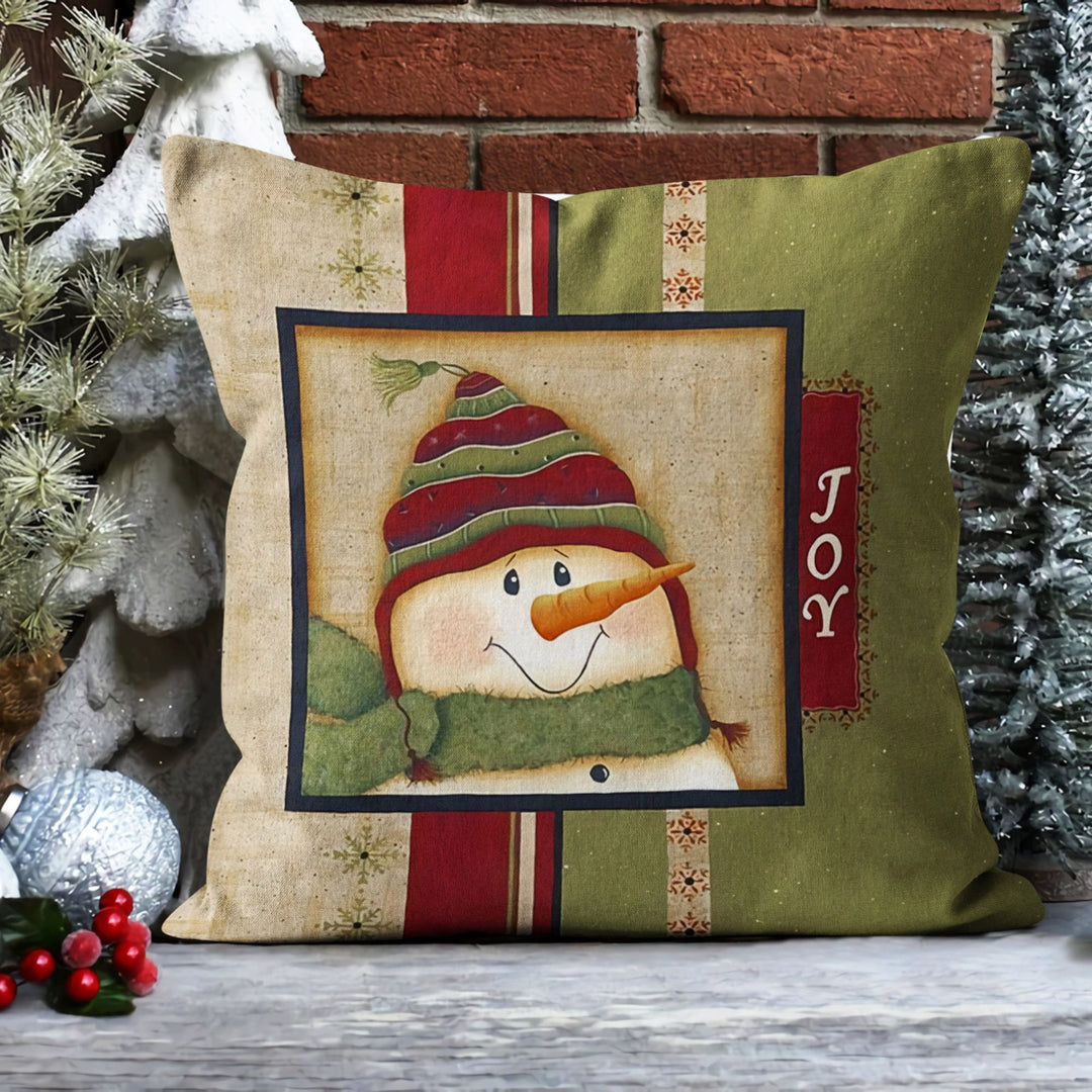 Winter Trend Pillow Cover|Snowman Cushion Case|Decorative Snowflake Print Pillow Case|Xmas Throw Pillowtop|Gift Car under Snow Cushion Cover