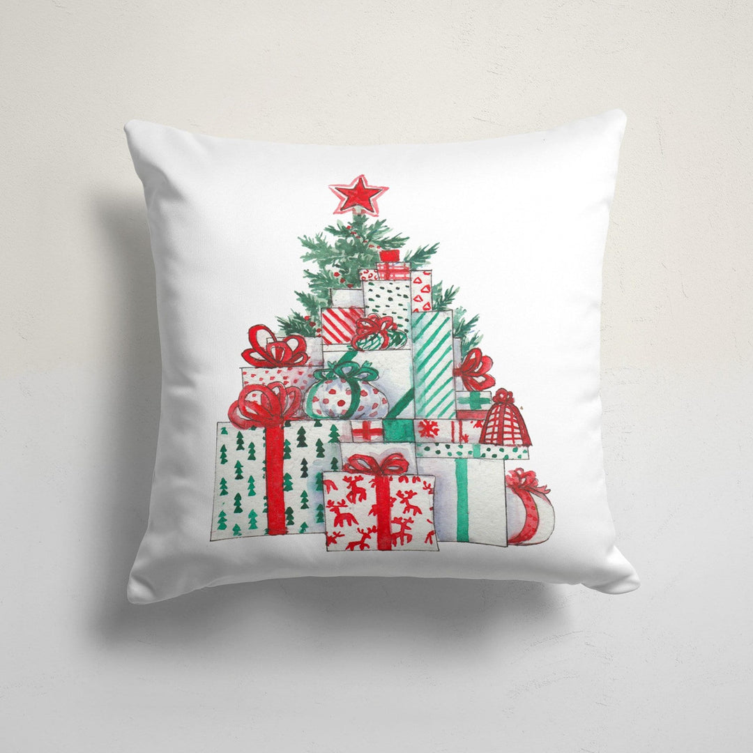 Christmas Pillow Cover|Xmas Gift Box Cushion Case|Pine Tree and Squirrel Home Decor|Winter Trend Pillow Case|Santa Claus Print Cushion Cover