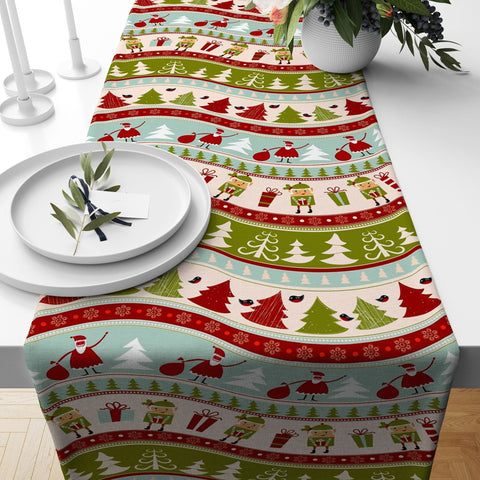 Christmas Table Runner|Winter Trend Tablecloth|Xmas Tree and Deer Print Home Decor|Decorative Snowflake Runner|Farmhouse Style Xmas Tabletop