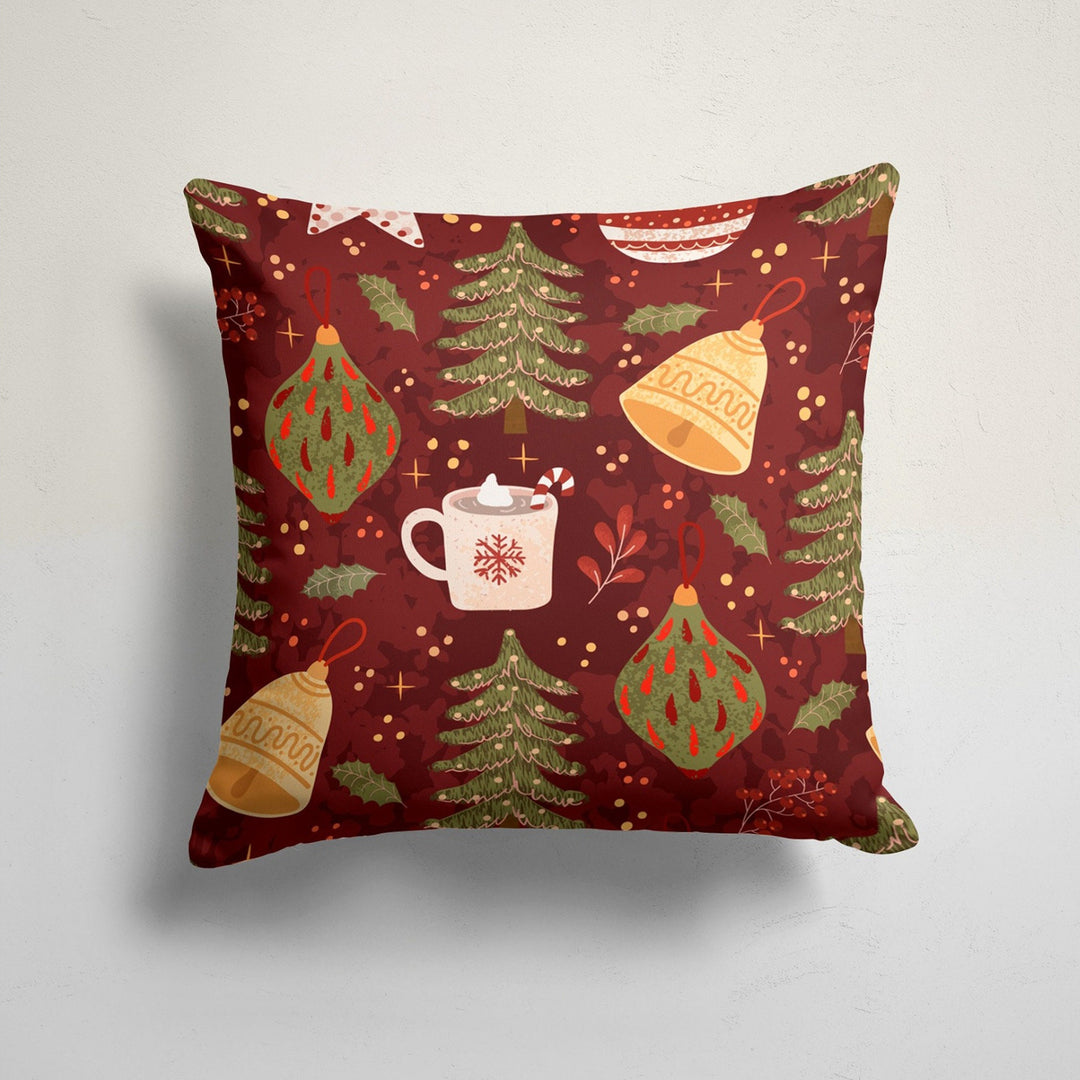 Christmas Pillow Cover|Xmas Tree Snowflake Cushion Case|Xmas Home Decor|Winter Trend Outdoor Pillow Case|Pine Tree and Girl Throw Pillowtop