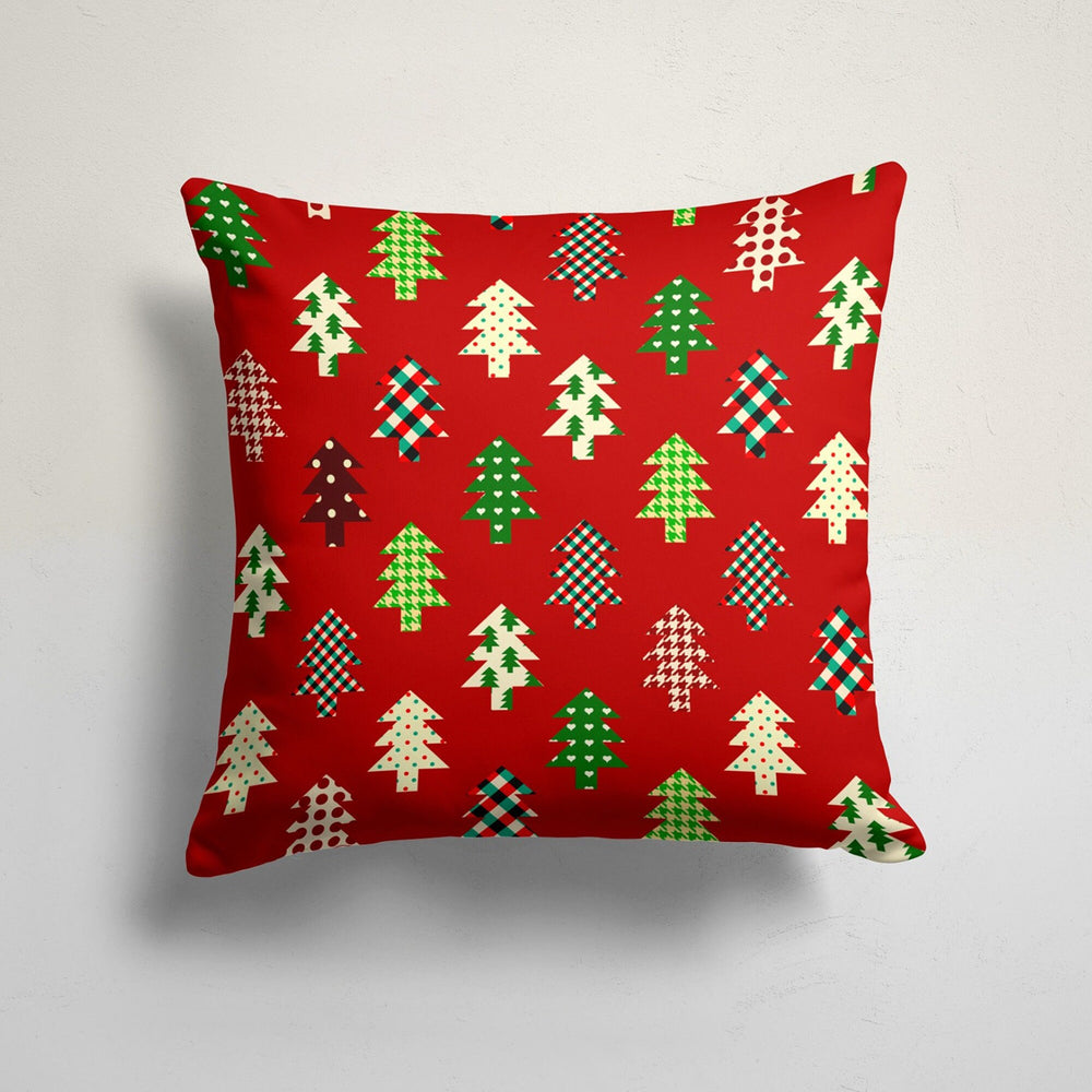 Christmas Pillow Cover|Pine Tree and Snowflake Cushion Case|Xmas Home Decor|Winter Trend Outdoor Pillow Case|Plaid Xmas Throw Pillowtop