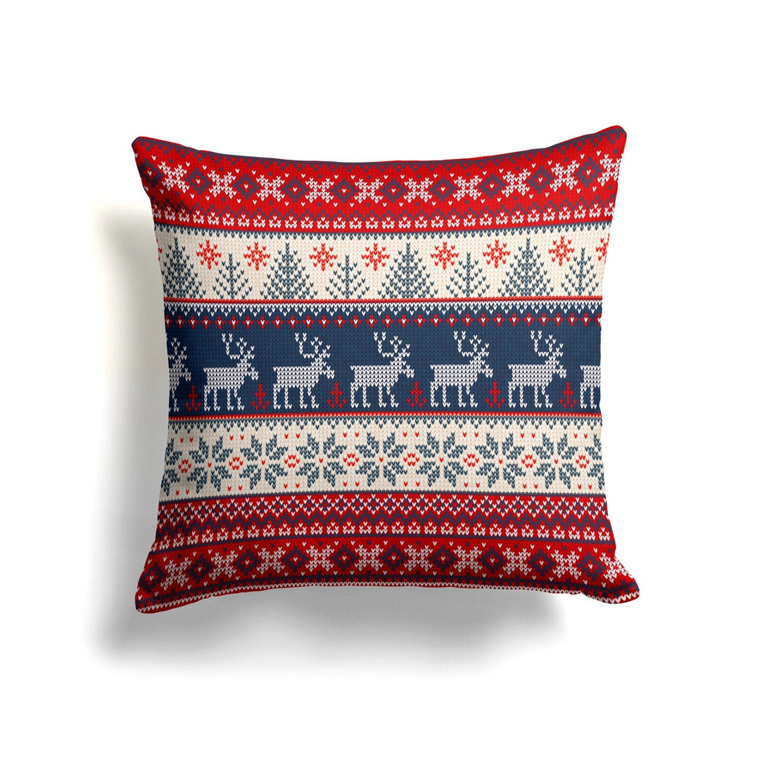 Christmas Pillow Cover|Deer and Pine Tree Cushion Case|Pixel Art Xmas Home Decor|Winter Trend Pillow Case|Snowflake Print Throw Pillowtop