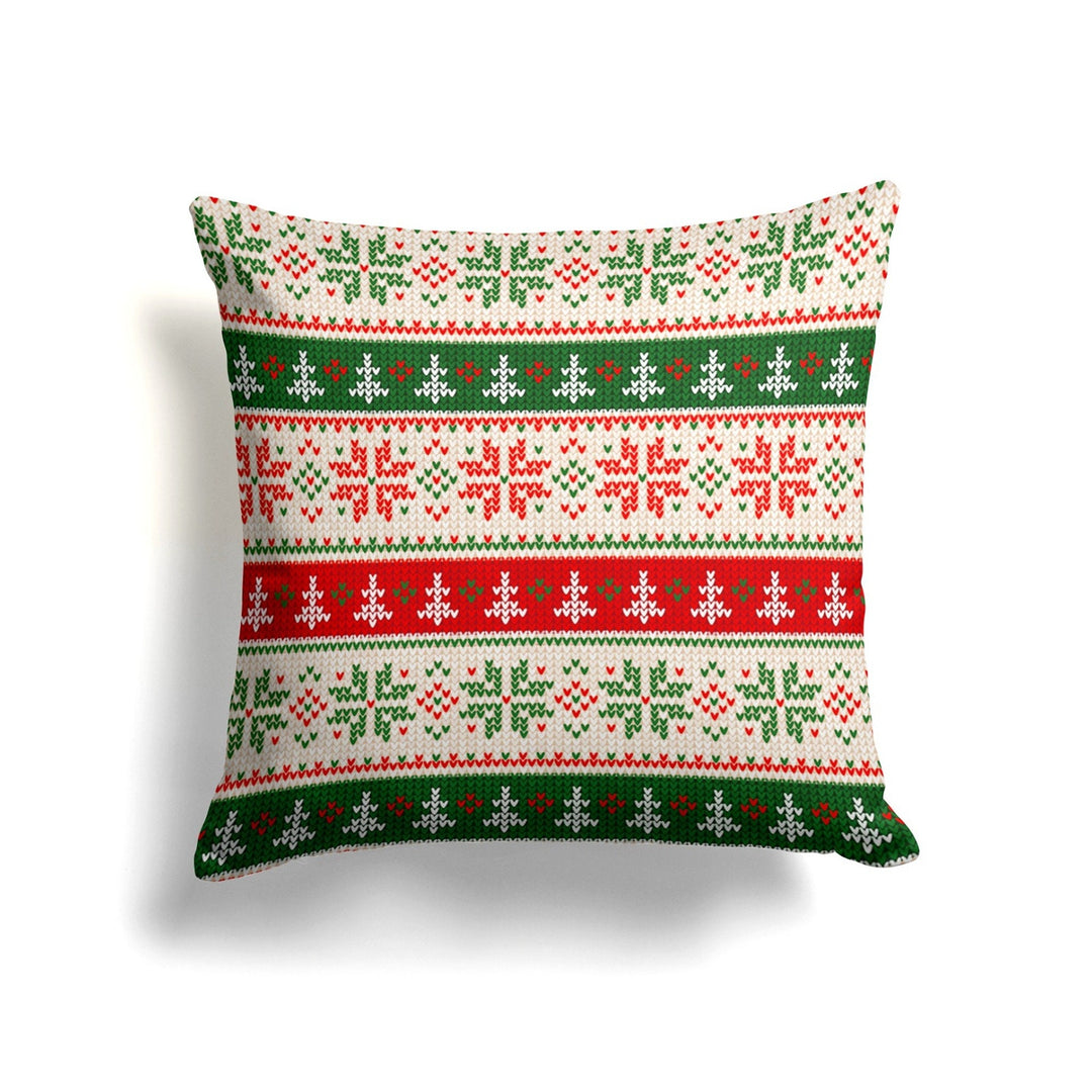 Christmas Pillow Cover|Deer and Pine Tree Cushion Case|Pixel Art Xmas Home Decor|Winter Trend Pillow Case|Snowflake Print Throw Pillowtop