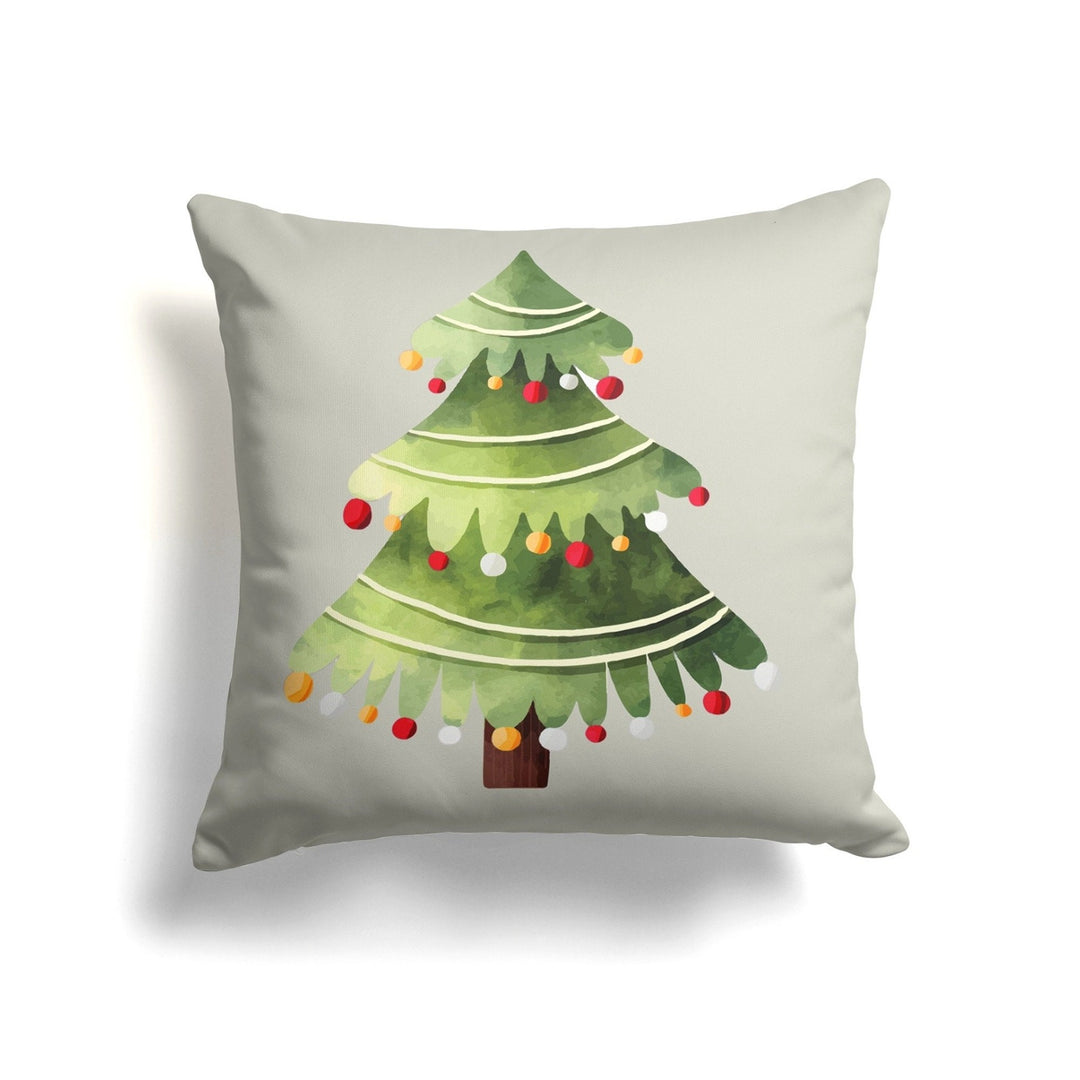 Christmas Pillow Cover|Xmas Tree Cushion Case|Xmas Home Decor|Winter Trend Pillow Case|Decorated Pine Tree Print Outdoor Throw Pillowtop