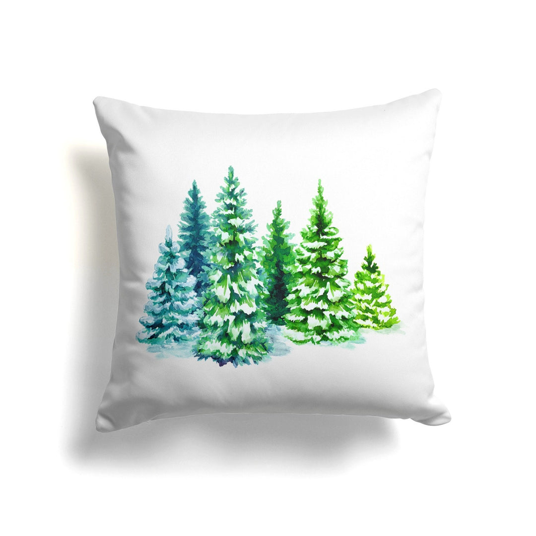 Christmas Pillow Cover|Merry Xmas Cushion Case|Xmas Holly Home Decor|Winter Trend Pillow Case|Red Berry and Pine Tree Print Throw Pillowtop