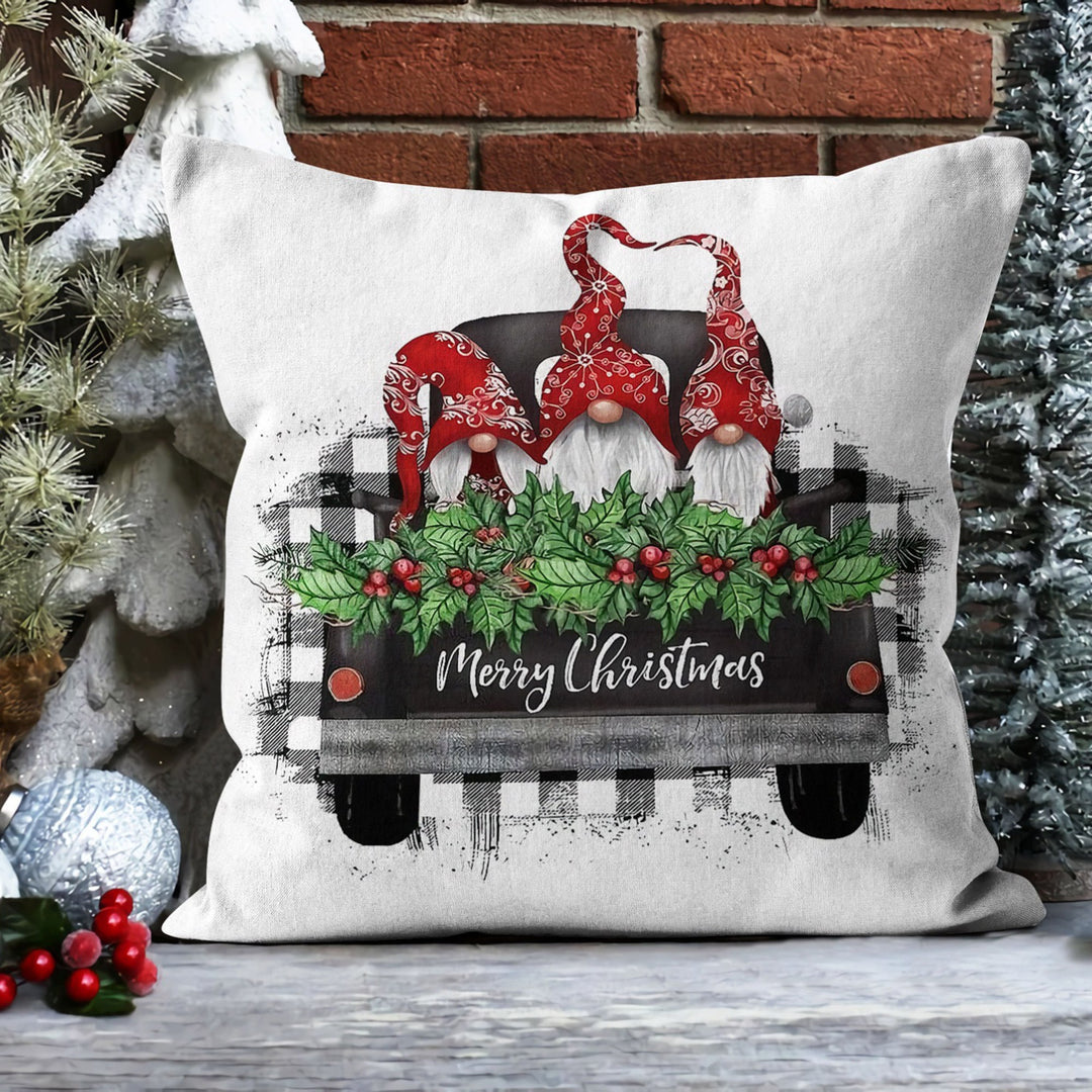 Christmas Pillow Cover|Gnome Cushion Case|Dwarf Santa Home Decor|Winter Pillow Case|Xmas Throw Pillowtop|Merry Xmas Print Cushion Cover