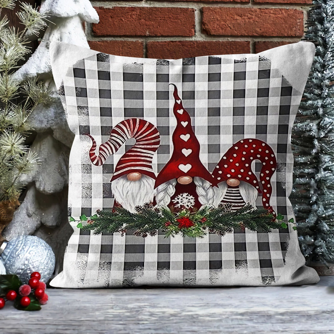 Christmas Pillow Cover|Gnome Cushion Case|Dwarf Santa Home Decor|Winter Pillow Case|Xmas Throw Pillowtop|Merry Xmas Print Cushion Cover