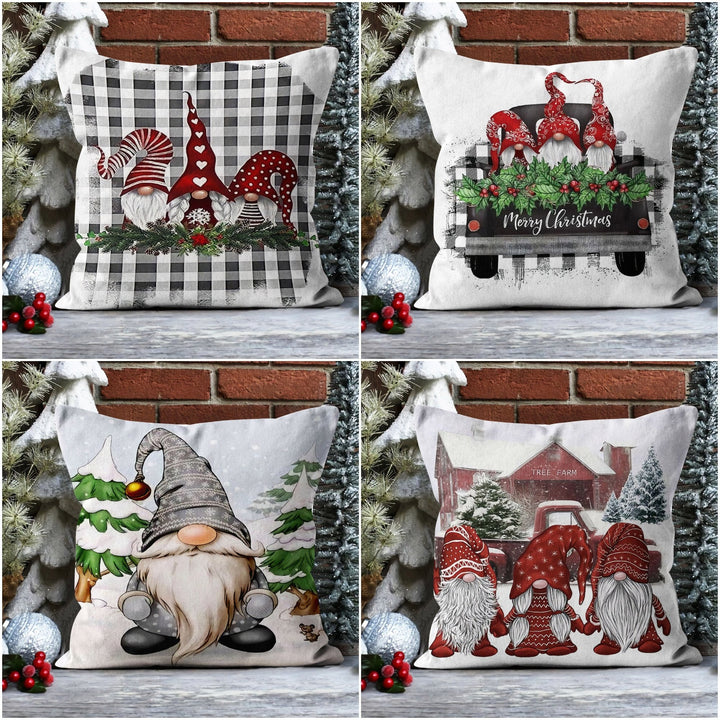 Christmas Pillow Cover|Gnome Cushion Case|Dwarf Santa Home Decor|Winter Pillow Case|Xmas Throw Pillowtop|Merry Xmas Print Cushion Cover