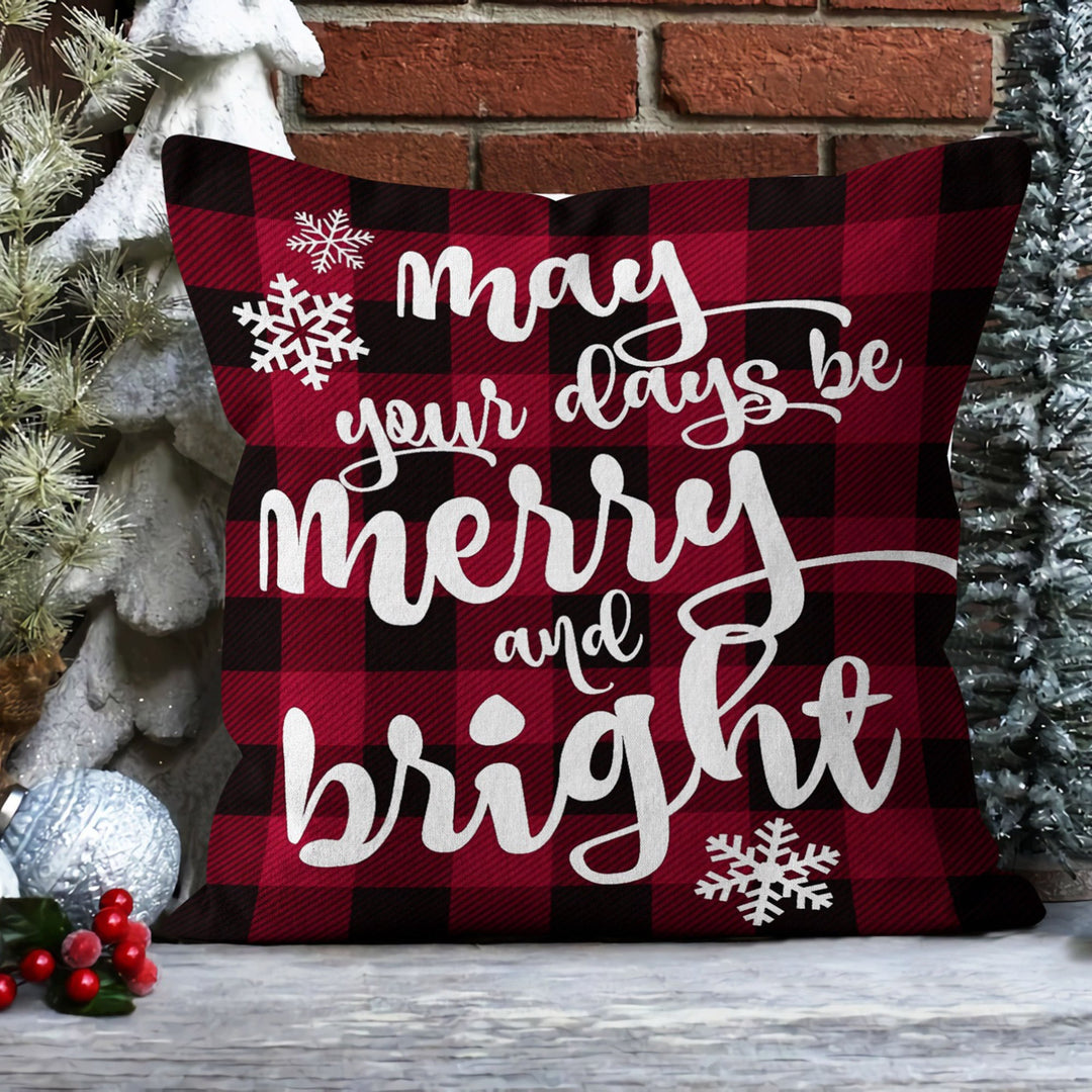 Christmas Pillow Cover|Xmas Tree Cushion Case|Buffalo Check Xmas Home Decor|Winter Trend Pillow Case|Pine Tree Print Outdoor Throw Pillowtop