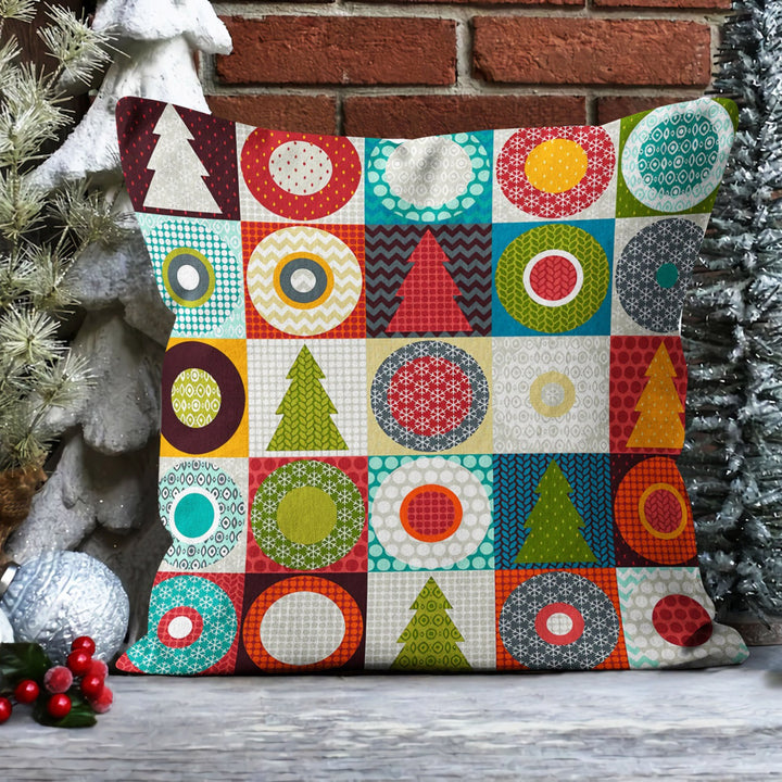 Christmas Pillow Cover|Merry Xmas Print Cushion Case|Xmas Stocking Decor|Winter Trend Pillow Case|Abstract Design Outdoor Throw Pillowtop