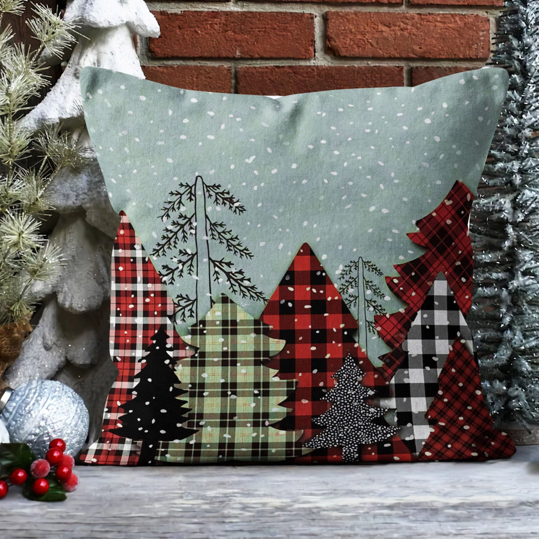 Christmas Pillow Cover|Oh Xmas Tree Cushion Case|Buffalo Check Xmas Home Decor|Winter Trend Pillow|Nutcracker Print Outdoor Throw Pillowtop