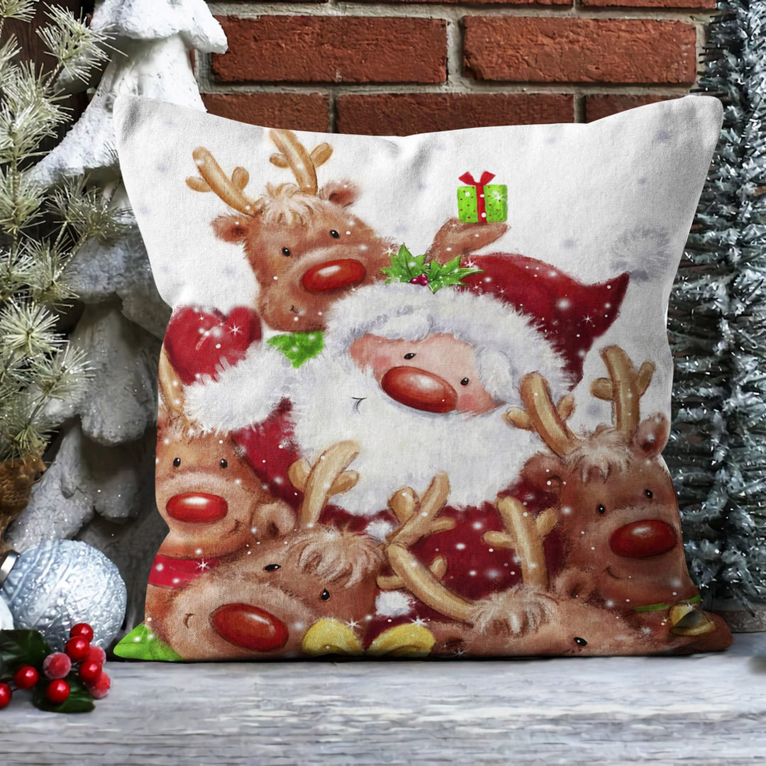 Christmas Pillow Cover|Gnome Cushion Case|Dwarf Santa Home Decor|Cute Deer Pillow Case|Xmas Throw Pillowtop|Merry Xmas Print Cushion Cover