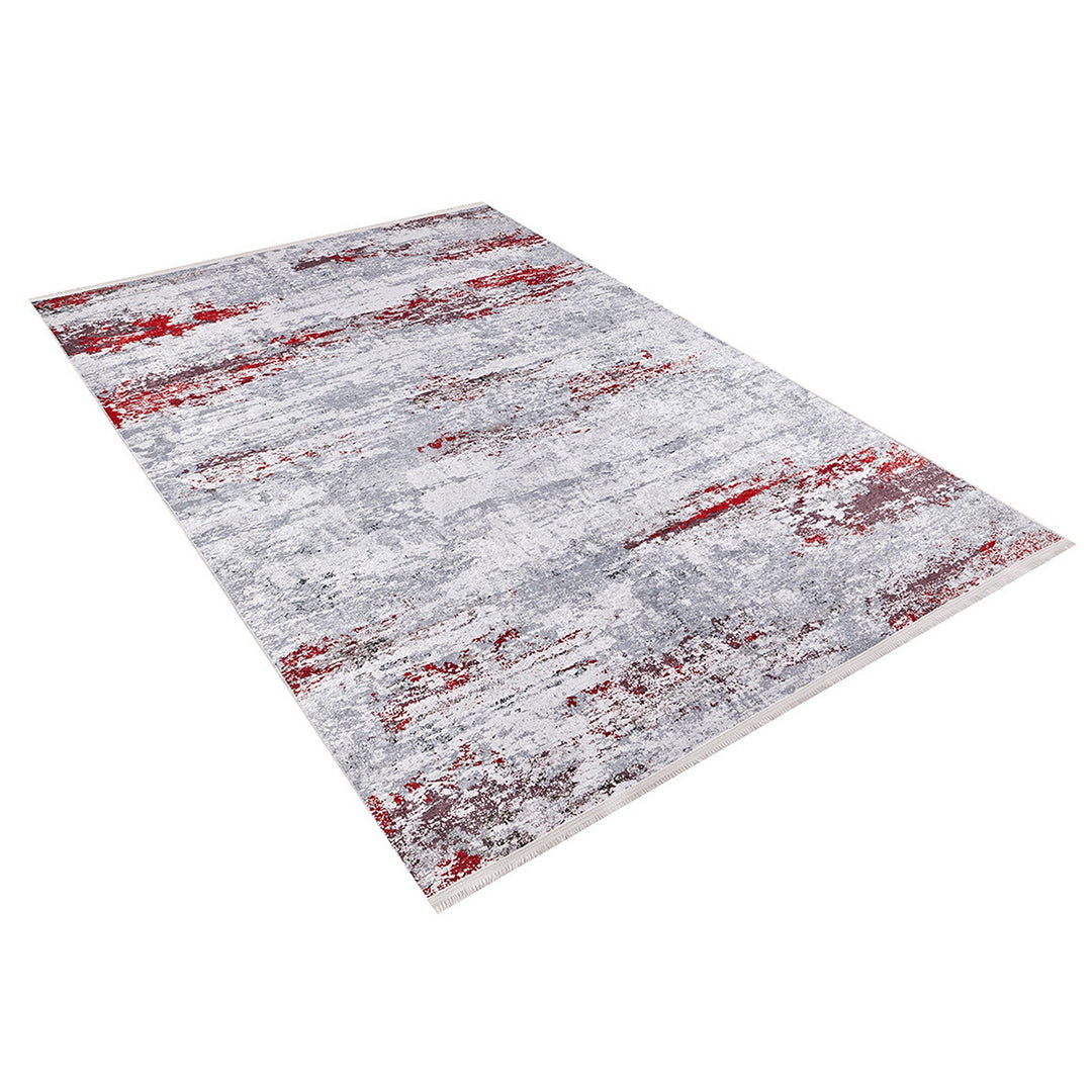 Abstract Rug|Machine-Washable Non-Slip Rug|Gray Red Transition Design Washable Carpet|Decorative Area Rug|Multi-Purpose Anti-Slip Carpet