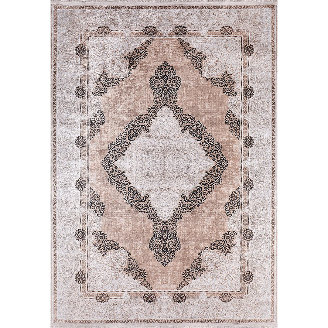 Avantgarde Rug|Machine-Washable Non-Slip Rug|Brown Beige Color Geometric Washable Carpet|Decorative Area Rug|Multi-Purpose Anti-Slip Carpet