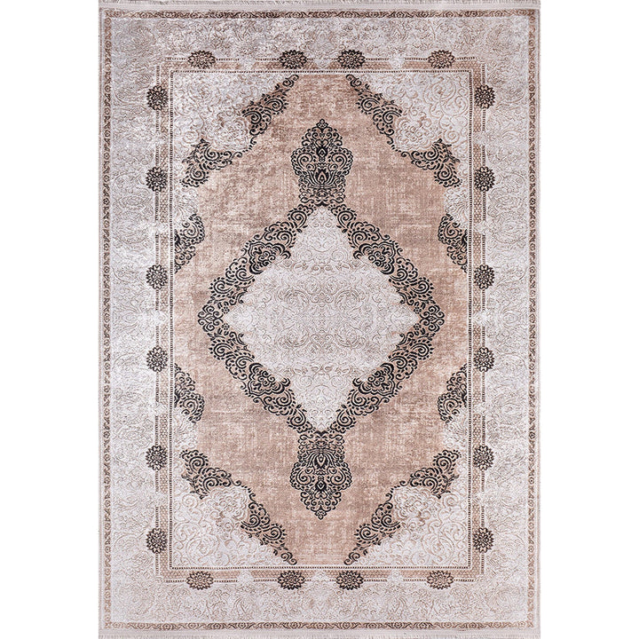 Avantgarde Rug|Machine-Washable Non-Slip Rug|Brown Beige Color Geometric Washable Carpet|Decorative Area Rug|Multi-Purpose Anti-Slip Carpet