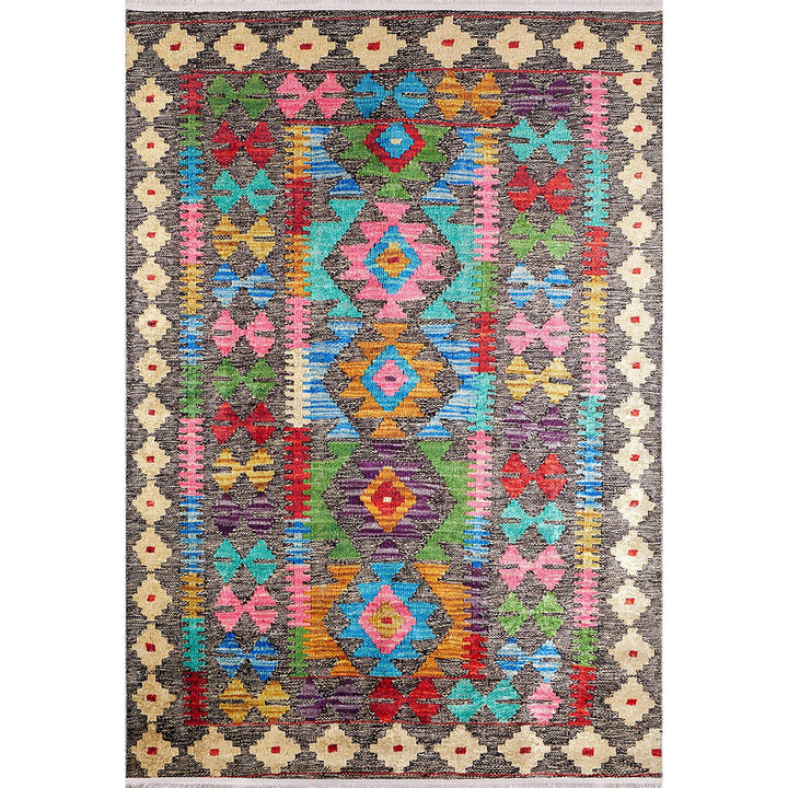 Turkish Kilim Rug|Machine-Washable Non-Slip Rug|Ethnic Colorful Geometric Washable Carpet|Traditional Style Multi-Purpose Anti-Slip Carpet