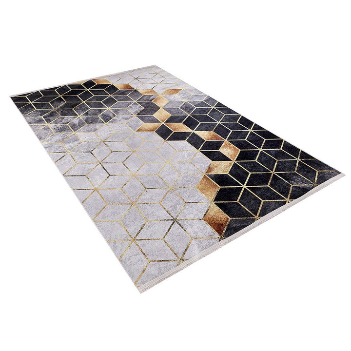 Geometric Design Rug|Machine-Washable Non-Slip Rug|3D Cube Print Abstract Washable Carpet|Decorative Area Rug|Multi-Purpose Anti-Slip Carpet