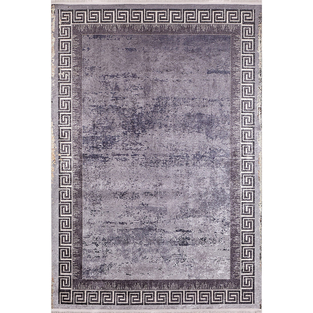 Greek Key Rug|Machine-Washable Rug|Bordered Brown Beige Non-Slip Carpet|Washable Floor Carpet|Decorative Rug|Multi-Purpose Anti-Slip Rug