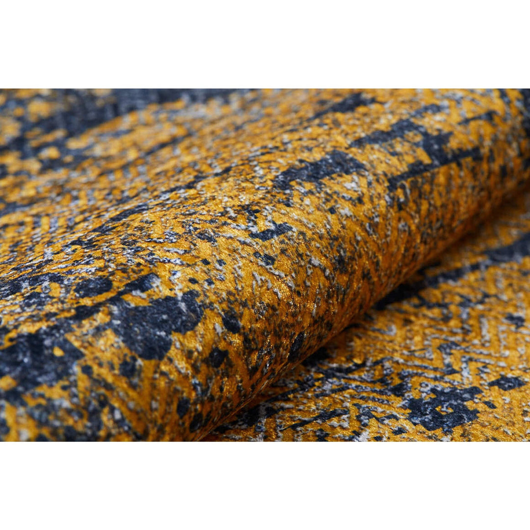 Abstract Rug|Machine-Washable Non-Slip Rug|Gold Gray Color Transition Washable Carpet|Decorative Area Rug|Multi-Purpose Anti-Slip Carpet