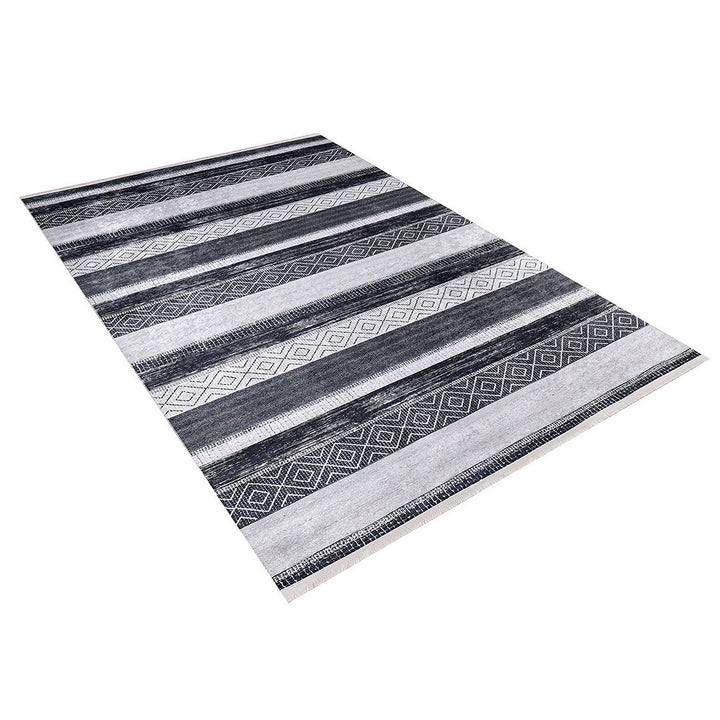 Striped Design Rug|Machine-Washable Non-Slip Rug|Gray Beige Small Diamond Washable Carpet|Decorative Area Rug|Multi-Purpose Anti-Slip Carpet