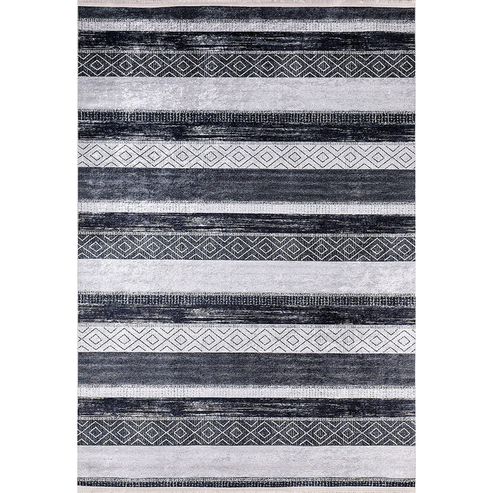 Striped Design Rug|Machine-Washable Non-Slip Rug|Gray Beige Small Diamond Washable Carpet|Decorative Area Rug|Multi-Purpose Anti-Slip Carpet