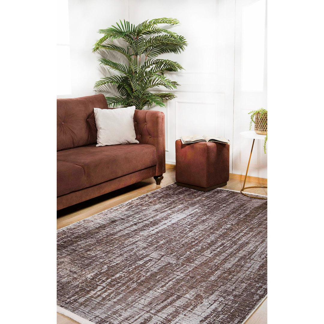 Abstract Design Rug|Machine-Washable Non-Slip Rug|Brown Beige Transition Washable Carpet|Decorative Area Rug|Multi-Purpose Anti-Slip Carpet