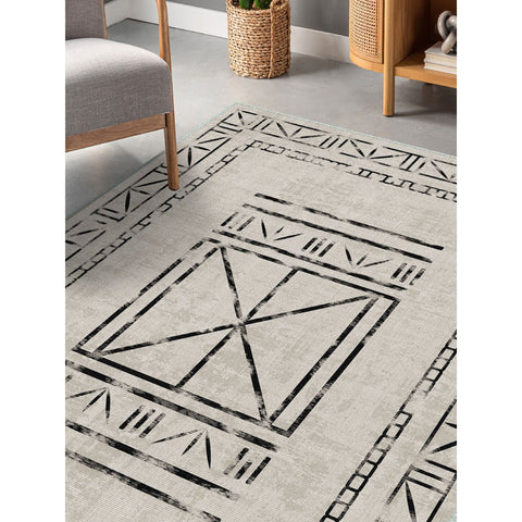 Bohemian Design Rug|Machine-Washable Rug|Ethnic Pattern Carpet|Farmhouse Style Geometric Area Rug|Multi-Purpose Non-Slip Living Room Carpet