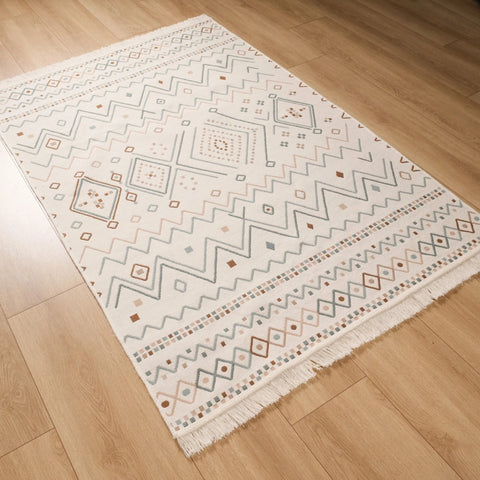 Rug & Kilim's Scandinavian Style Rug in Ivory and Beige, With Geometric  Pattern