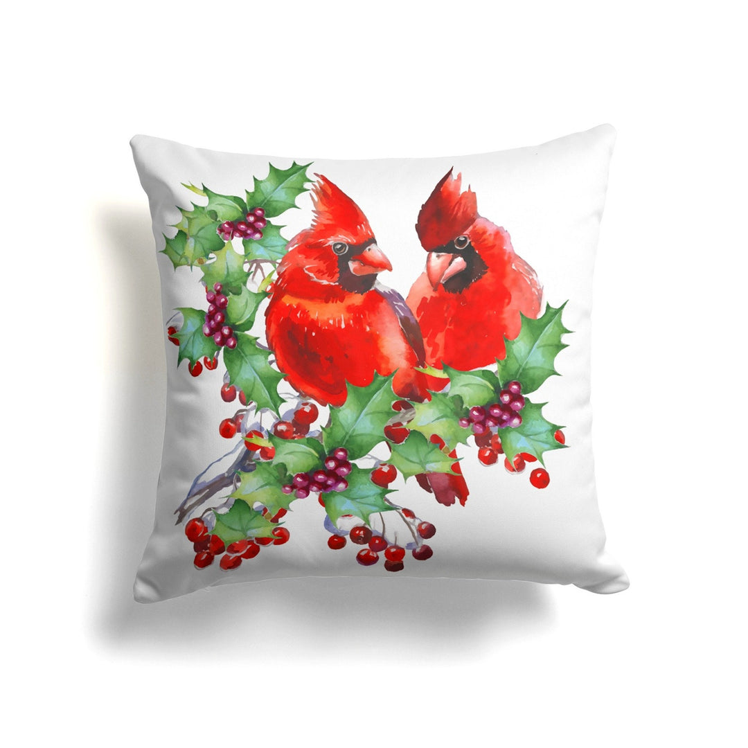 Winter Trend Pillow Cover|Cardinal Bird Cushion Case|Decorative Christmas Pillow Case|Xmas Throw Pillowtop|Floral Bird and Berries Cushion