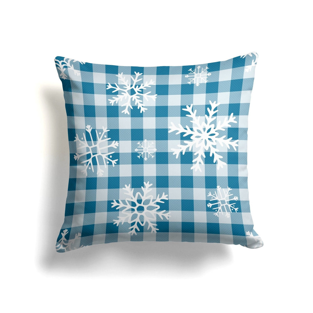 Winter Trend Pillow Cover|Snow House Cushion Case|Plaid Snowflake Print Pillow Case|Xmas Throw Pillowtop|Pine Tree and House Cushion Cover