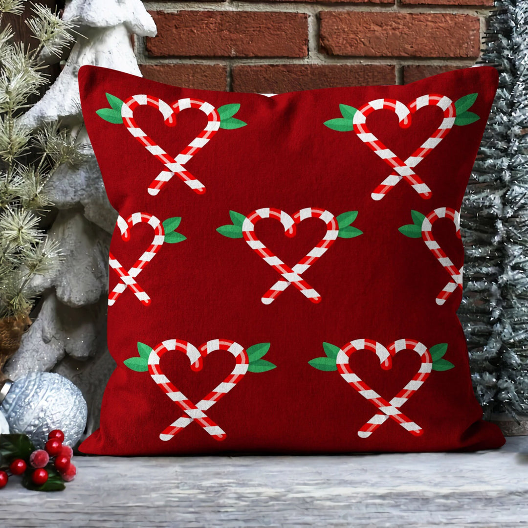 Winter Trend Pillow Cover|Red Poinsettia Cushion Case|Red Berries and Pine Cone Pillow Case|Xmas Throw Pillowtop|Bird with Berries Cushion