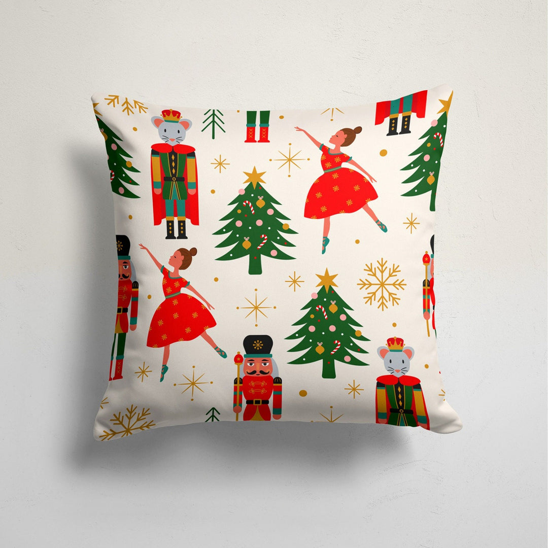 Christmas Pillow Cover|Xmas Tree Snowflake Cushion Case|Xmas Home Decor|Winter Trend Outdoor Pillow Case|Pine Tree and Girl Throw Pillowtop