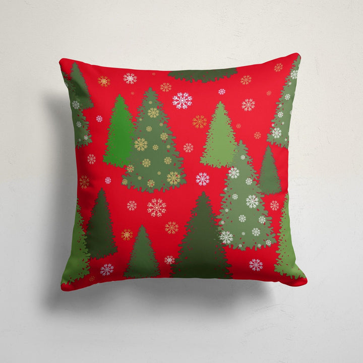 Christmas Pillow Cover|Xmas Tree Snowflake Cushion Case|Xmas Home Decor|Winter Trend Outdoor Pillow Case|Pine Tree and Girl Throw Pillowtop