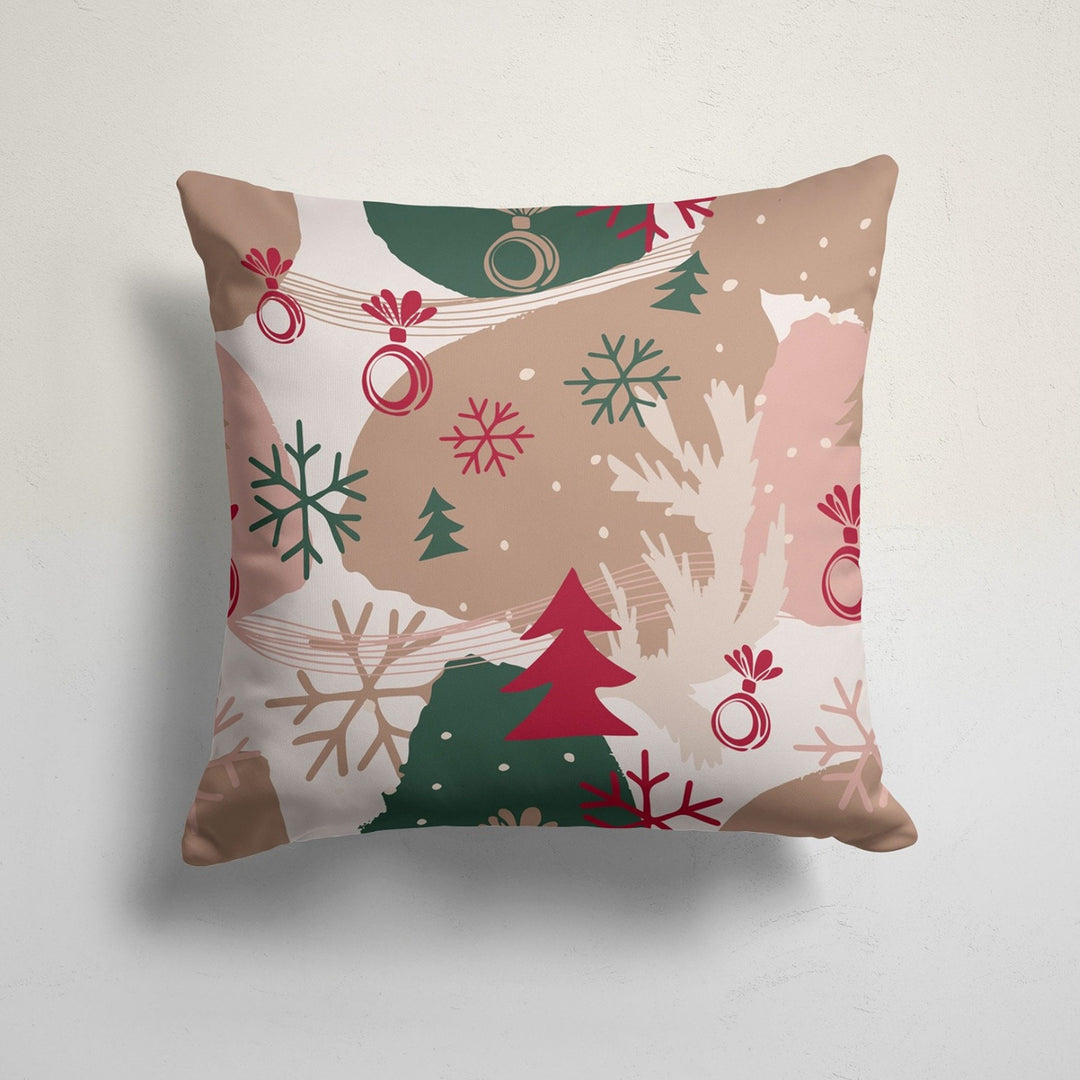 Christmas Pillow Cover|Pine Tree and Snowflake Cushion Case|Xmas Home Decor|Winter Trend Outdoor Pillow Case|Plaid Xmas Throw Pillowtop