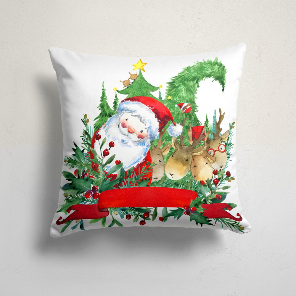 Christmas Pillow Cover|Noel Cushion Case|Santa and Deer Xmas Home Decor|Winter Trend Pillow Case|Xmas Throw Pillowtop|Noel Outdoor Cushion