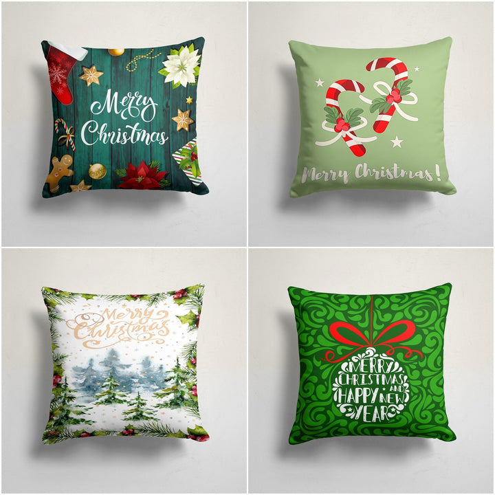 Christmas Pillow Cover|Merry Xmas Cushion Case|Xmas Home Decor|Winter Trend Pillow Case|Happy New Year Throw Pillowtop|Poinsettia Cushion